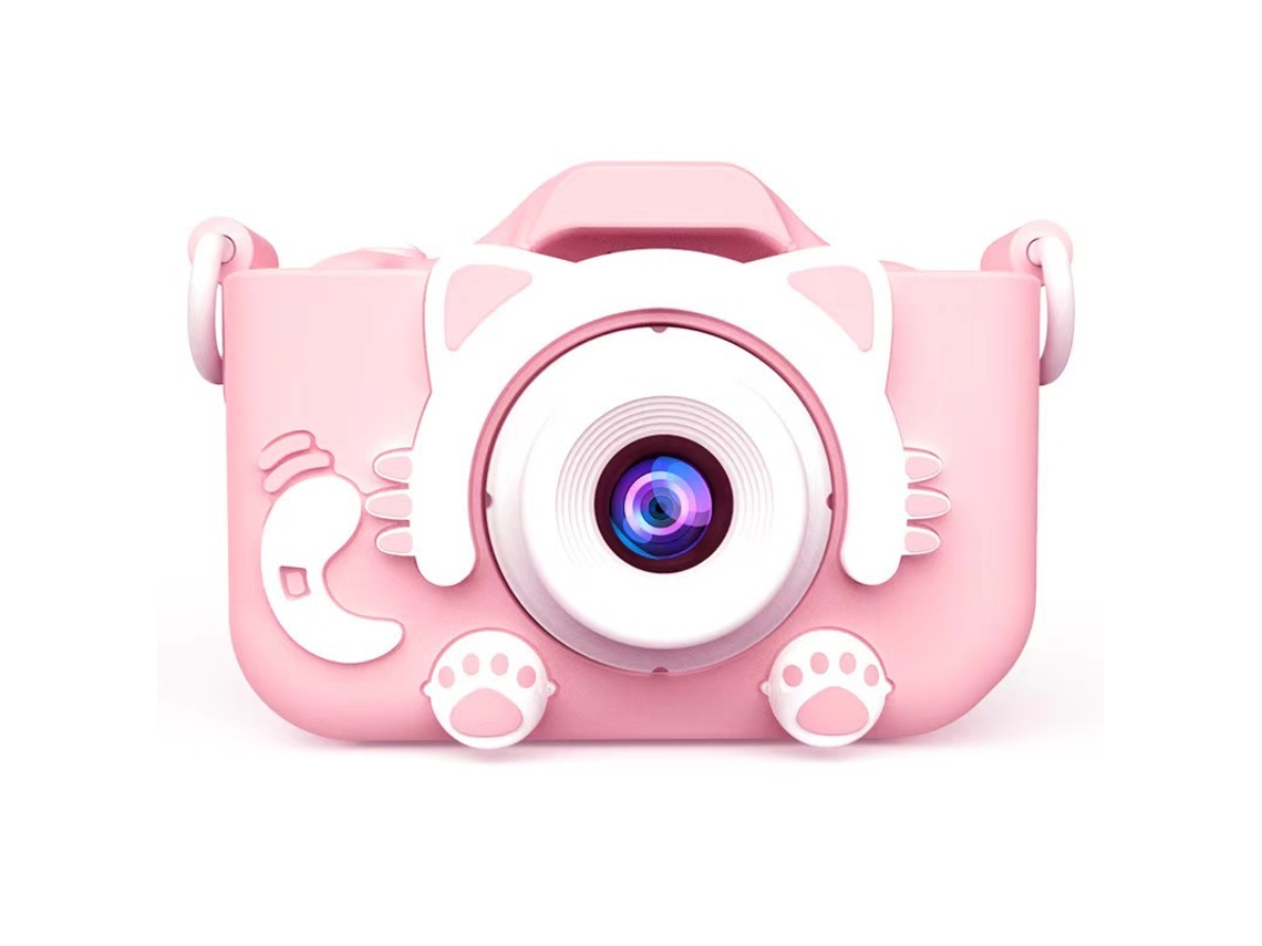 Câmera Infantil Gato Fofo 1080p Hd Câmera Dupla Rosa Brilvibera