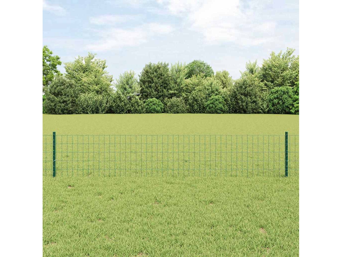 Vidaxl Cerca Euro Com Poste 10 X 0,4 M Aço Revestido De Pvc Verde