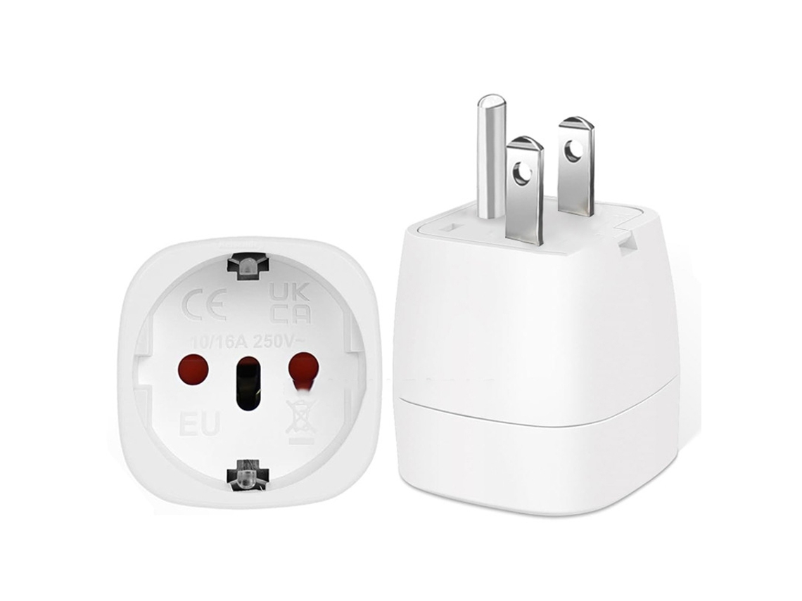 Adaptador De Viagem Ue Para Eua, Compacto E Prático, Branco