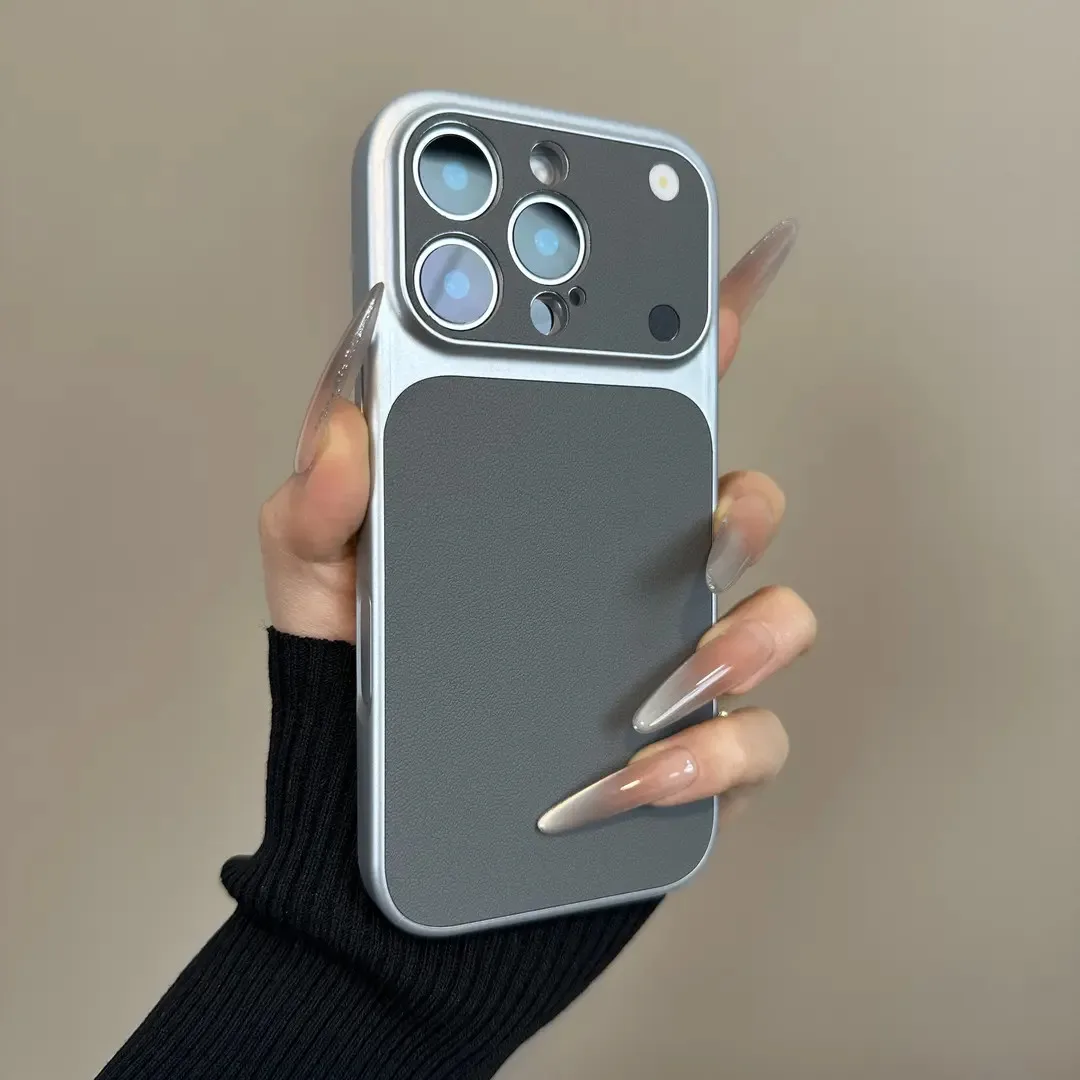 Capa Para Iphone 14 Pro (cinza) Com Textura De Couro, Fosca E Resistente A Impactos.