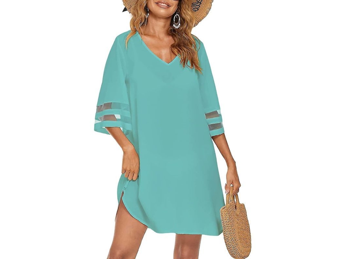 2026 chaqueta de Baño para Mujer Con Cuello En V, Suelta Y Casual, Vestido de Playa de Verano para Bikini