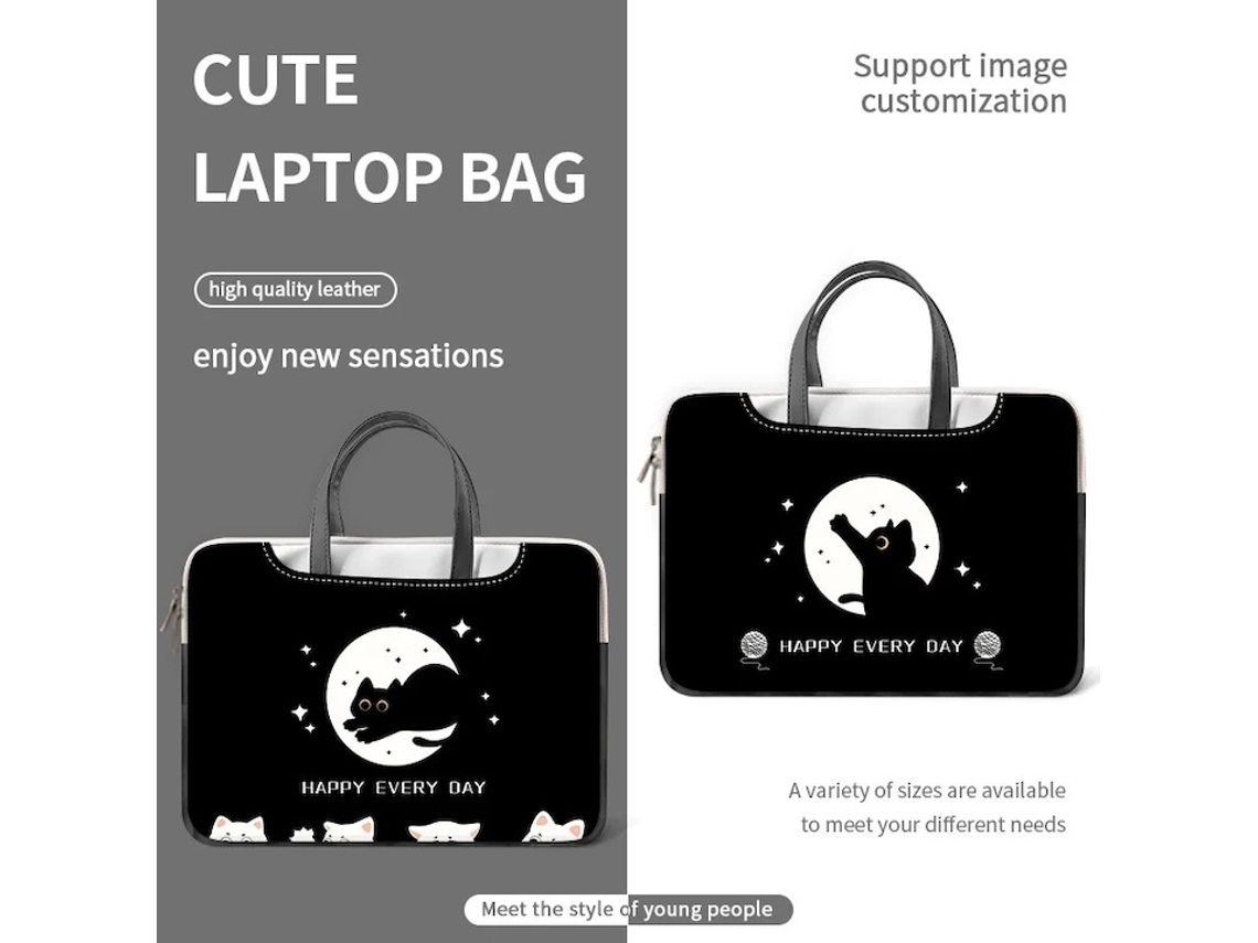 Bolsa Para Notebook Preto - Dnb - 15 Polegadas Com Desenho De Gato À Mão (preto) super Mouse Pad De Presente Vendido No Taobao