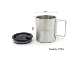 Copo de Camping Lixada 220ml Inox Dupla Parede