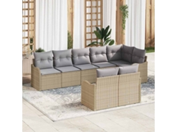 Vidaxl Conjunto De Sofá De Jardim 8 Pcs Bege E Cinza Claro Vime Pe