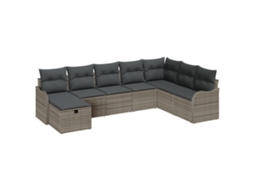 Conjunto 8 Conjunto De Sofá De Jardim Vidaxl Cinzento Vime Pe (287,5 X 177,5 X 85 Cm)