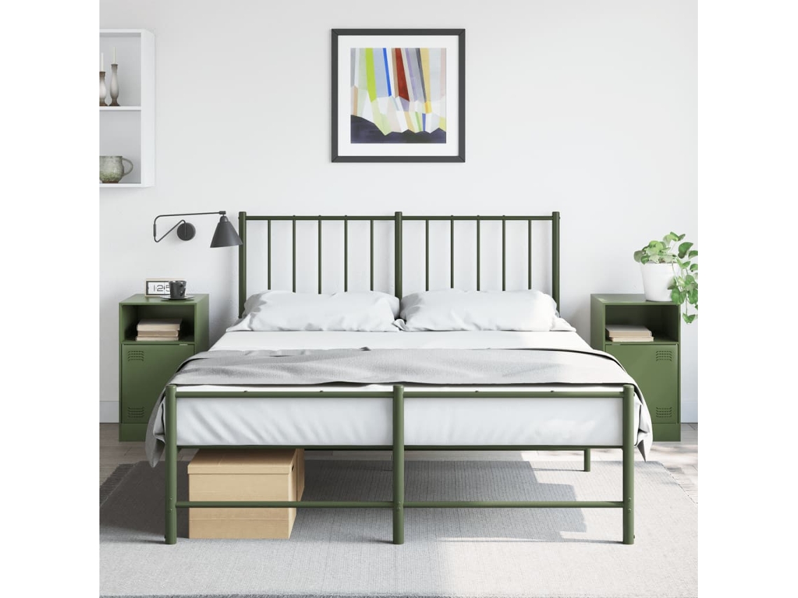 Vidaxl Mesas De Cabeceira 2 Pcs 34,5x39x62 Cm Aço Verde Azeitona