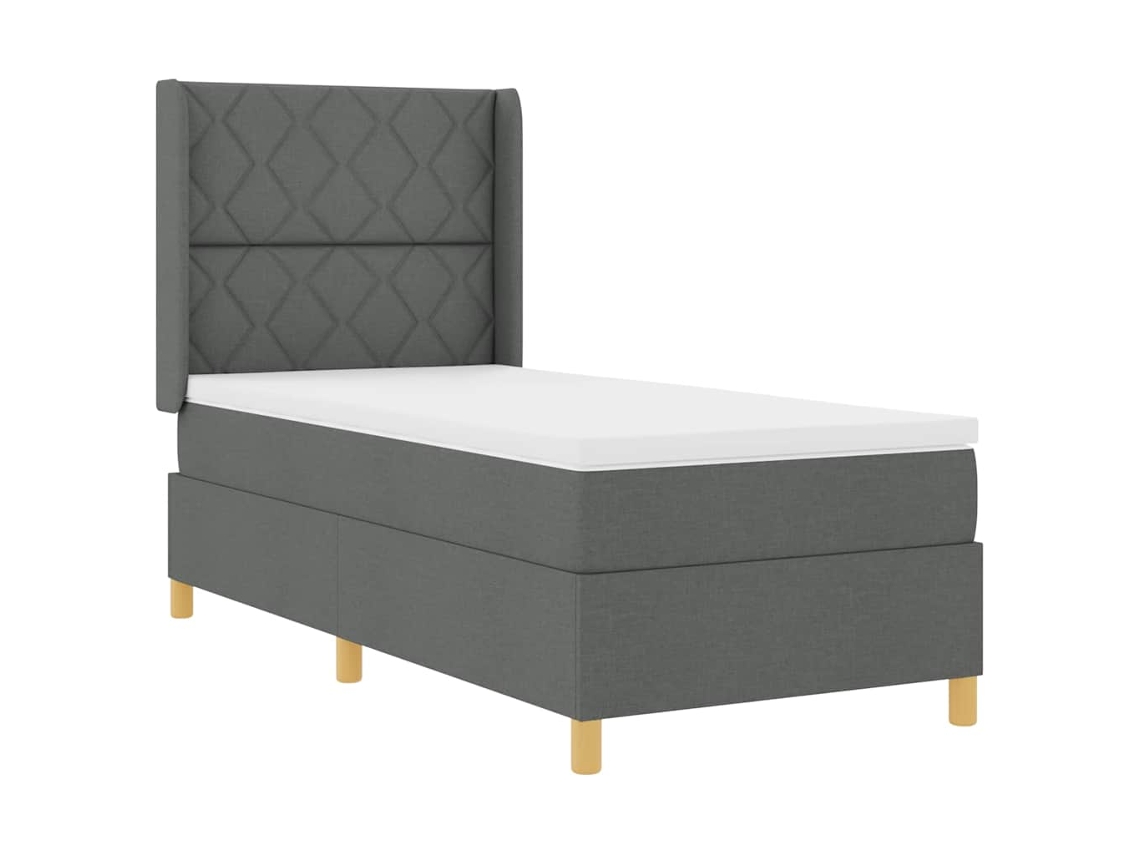 Cama Box com Colchão com Cabeceira Cinzento Tecido MAISON EXCLUSIVE (140x200 cm)