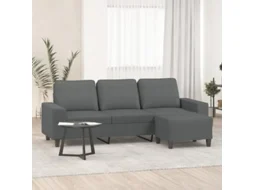 Sofá de 3 lugares com apoio de pés VIDAXL Cinzeto Tecido (214x77x80cm)