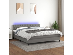 Cama Box Spring C/ Colchão E Led 180x200 Cm Tecido Cinza-escuro