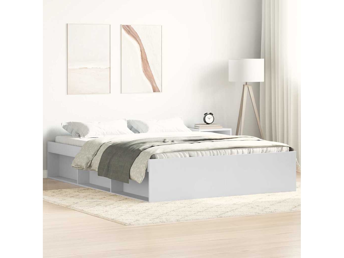Vidaxl Estrutura de Cama 140x190 Cm Branco