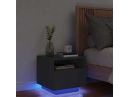 Vidaxl Mesa De Cabeceira Com Luzes Led 40x39x37 Cm Preto