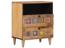Conjunto 1 Armário De Cabeceira Vidaxl Castanho Madeira De Mangueira Maciça (50 X 33 X 62 Cm)