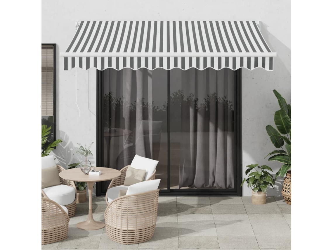 Vidaxl Toldo Retrátil 3x2,5 M Tecido E Alumínio Antracite E Branco