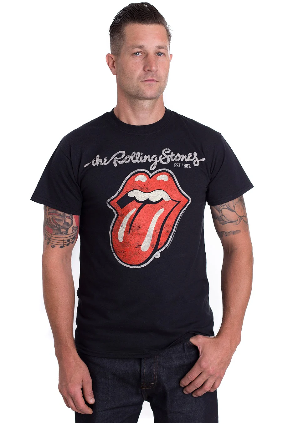 Size:m Rockinstone The Rolling Stones - Plastered Tongue - T-shirt Unisex Adults