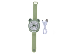 Ventilador de Pulseira Mini Watch Usb Recarregável com Correia Removível 3 Níveis Ajustáveis Green Bear | S/MARCA