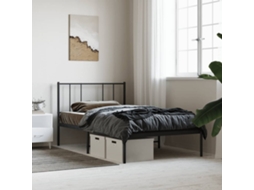 Vidaxl Estrutura de Cama com Cabeceira 100x200 Cm Metal Preto