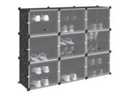 Vidaxl Organizador De Arrumação Com 9 Cubos E Portas Pp Preto