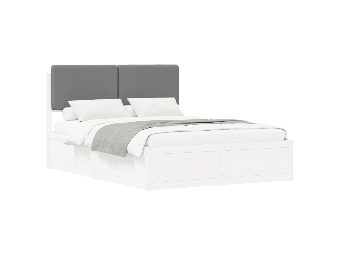 Estrutura de Cama com Cabeceira Estofada Cinzento Claro MAISON EXCLUSIVE