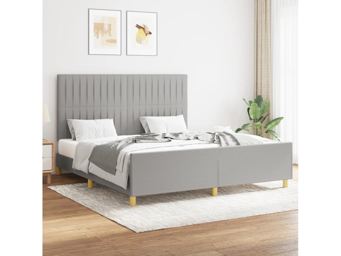 Vidaxl Estrutura De Cama Sem Colchão 160x200 Cm Tecido Cinzento-claro