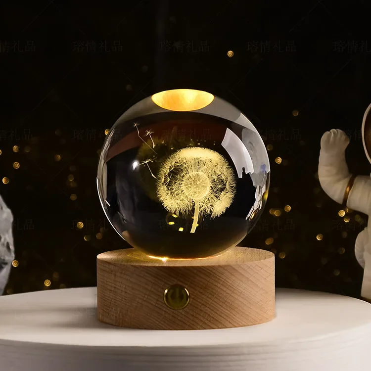 Bola de Cristal 3d de 6 Cm, Gravada a Laser, Decoração para Mesa de Casa MDUG
