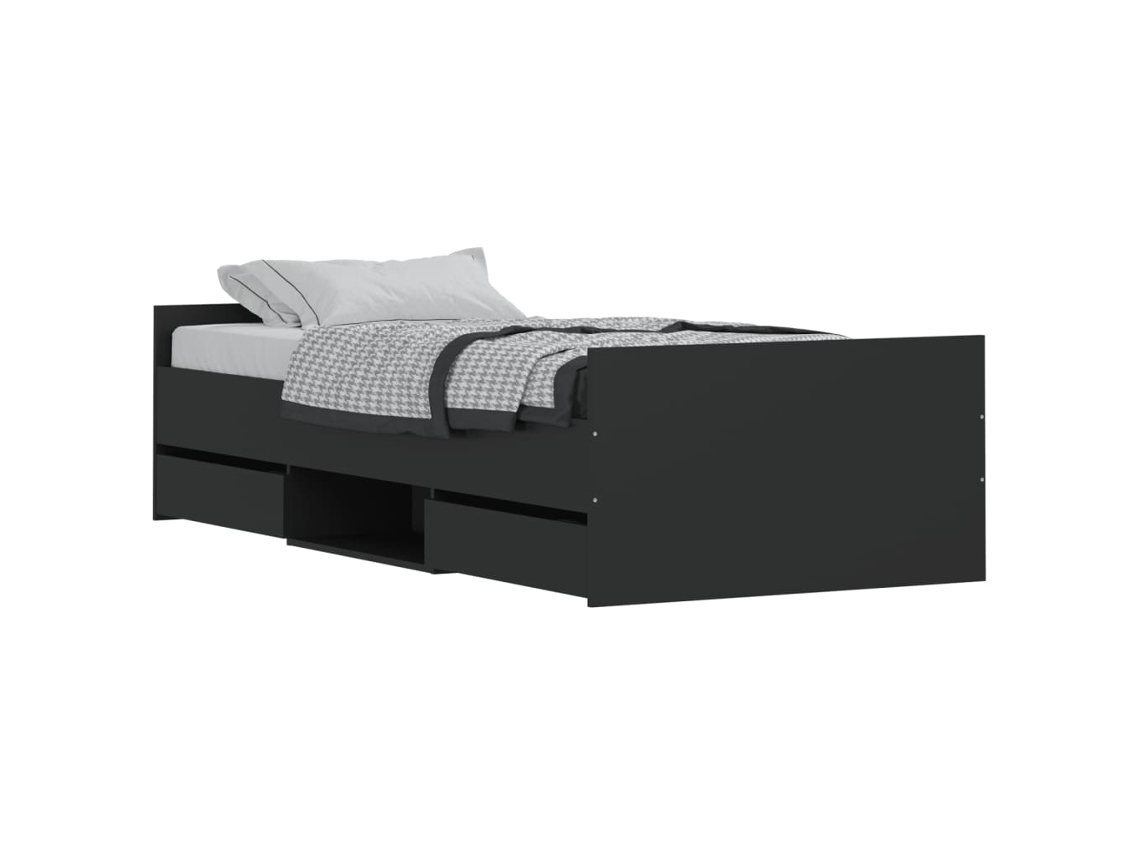 Bed Frame, Bed Frames Vidaxl Preto Madeira Processada (100 X 200 Cm)