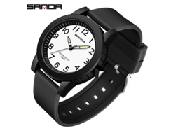Relógio de Casal Simples, Fluorescente, À Prova D'água MDUG (preto e Branco, Masculino)