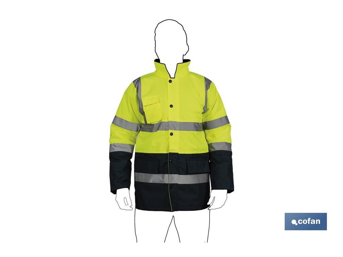 Parka COFAN  de Alta Visibilidade Talhas Desde a S Até a XXXL Amarelo e Azul