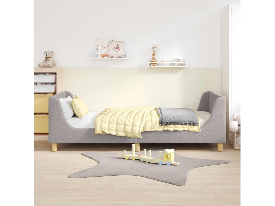 Vidaxl Estrutura De Cama Infantil Com Cabeceira Cinzento-claro Bouclé