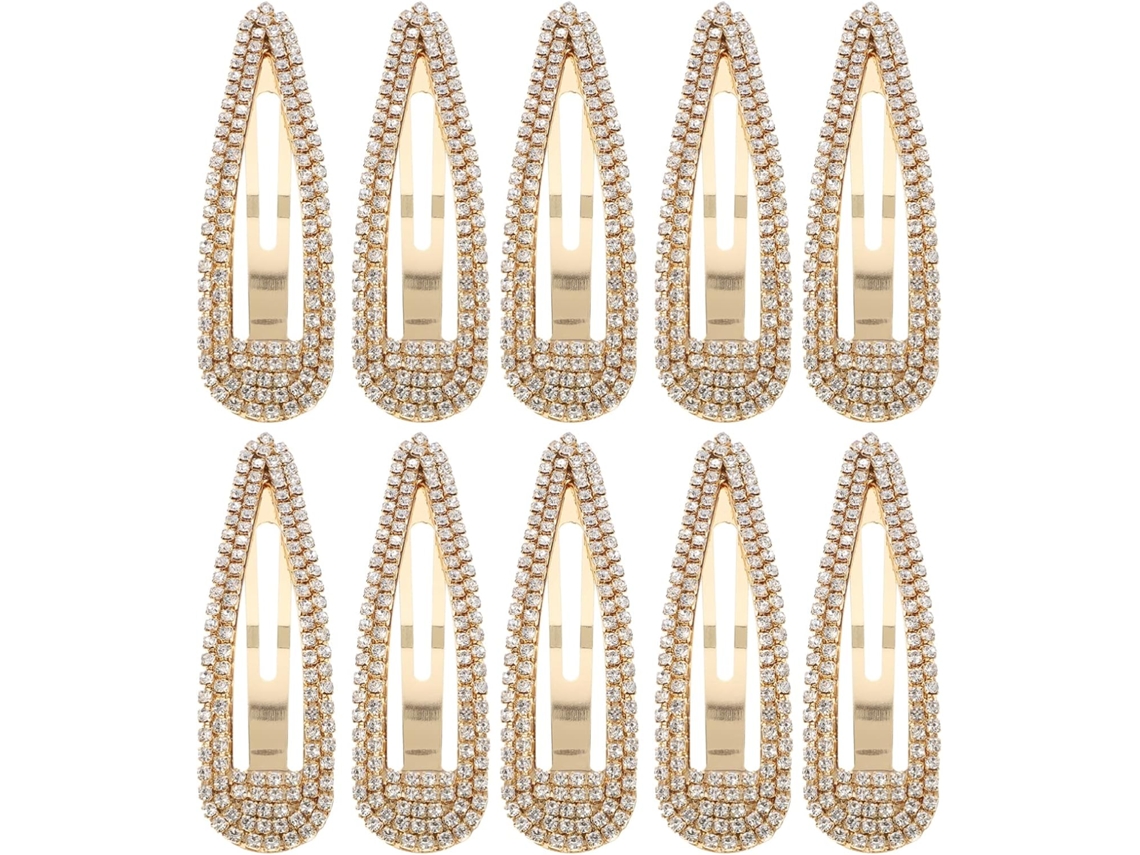 Conjunto De 10 Presilhas De Cabelo Com Strass Para Mulheres E Meninas