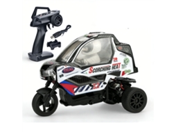 Carro Rc Transparente Geeks X801 Rtr 1/8 2.4g Rwd Triciclo Motocicleta Proporcional Luz Led Drift 50min Brinquedo MDUG