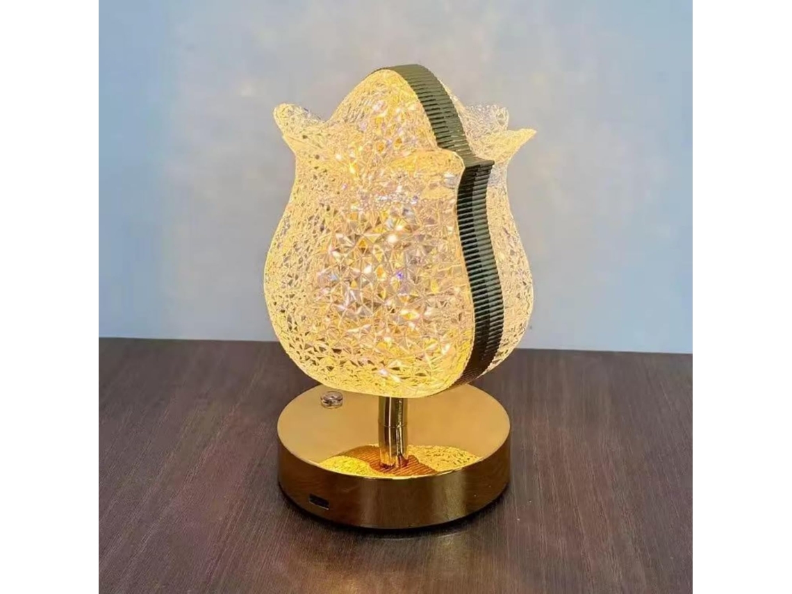 Luminária de mesa Tulip Star LED, 3 núcleos, controle de intensidade por toque com dimerização gradual, luz acrílica.