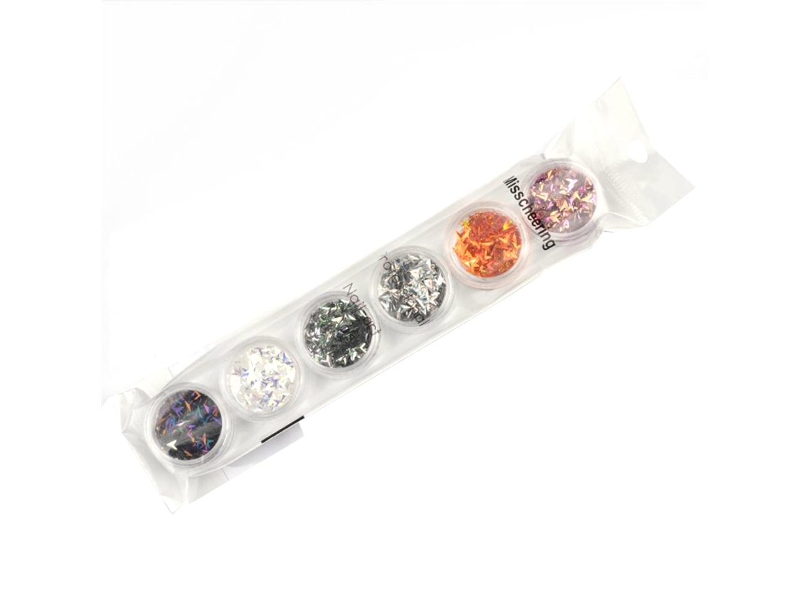 Stickers De Arte De Unhas Com 6 Cores Glitter Setas 3d Decoração Paillettes Manicure