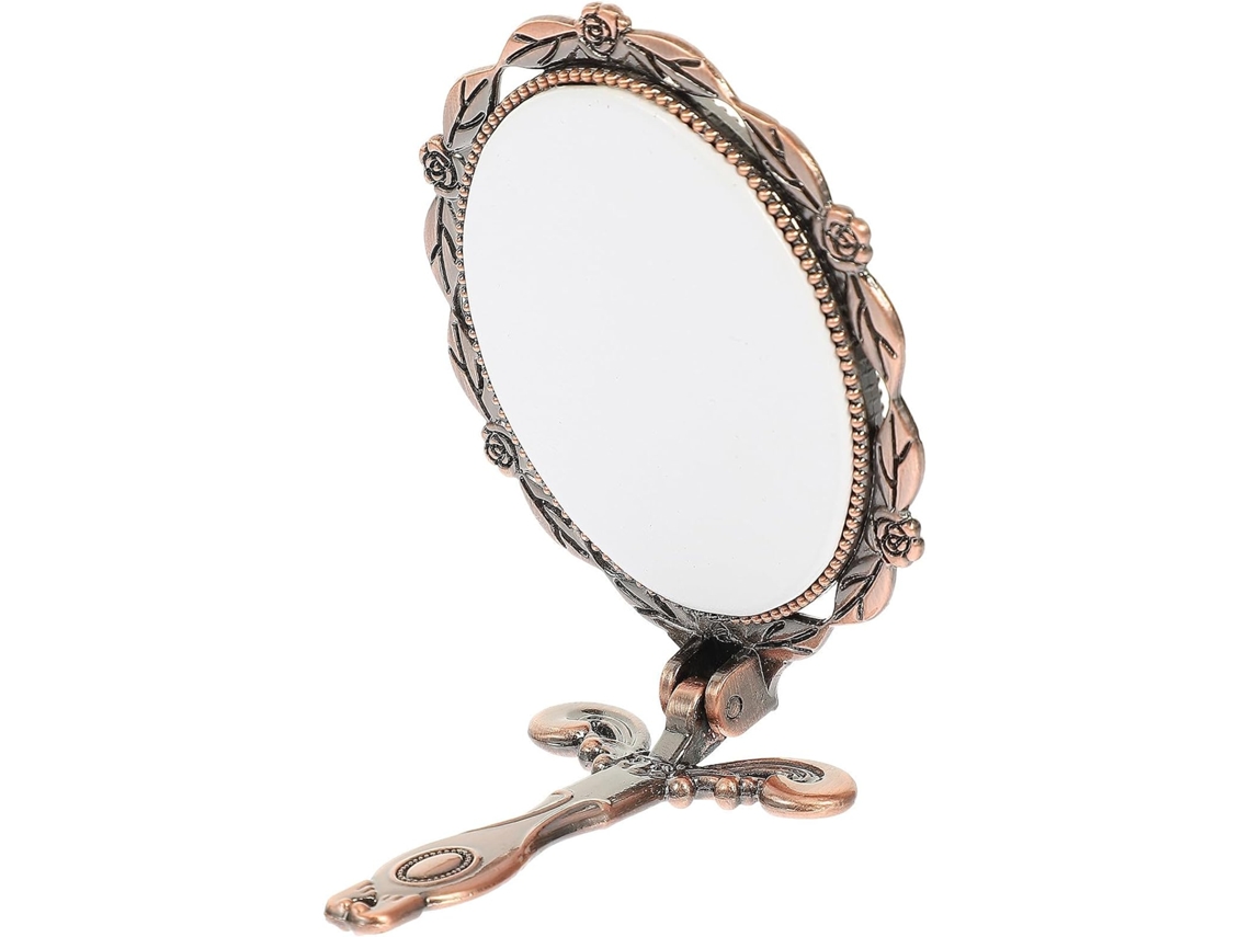 Delicado Estilo Vintage Dobrável Portátil Maquiagem Espelho em Faixa Zinco.