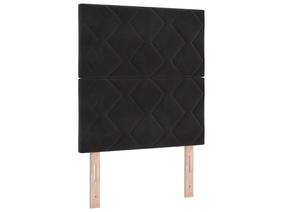Cabeceira Com Design De Blocos De Diamante Em Preto  De Veludo Vidaxl Preto Madeira