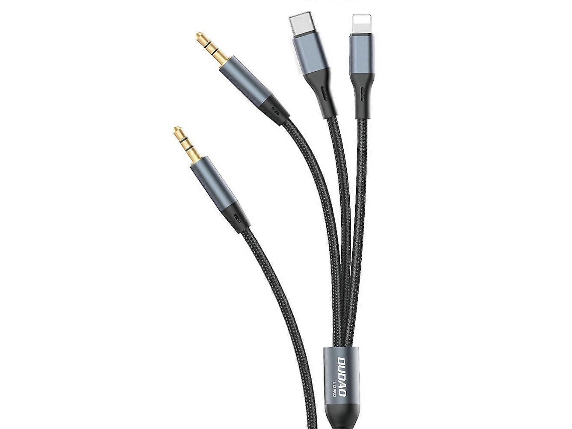 Cabo De Áudio Auxiliar Dudao L12pro 3 Em 1, Conversor De 3,5 Mm Para Tipo C/ipad/3,5 Mm Aquaforge