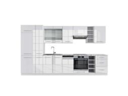 Cozinha Fame-Line, 355 cm, Mármore PT, branco brilhante/branco VICCO