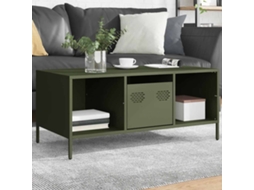 Mesa Centro - Mesa de Café - Mesa de Apoio 101,5x50x43,5 Cm Aço Laminado a Frio Verde azeitona HARLANV1