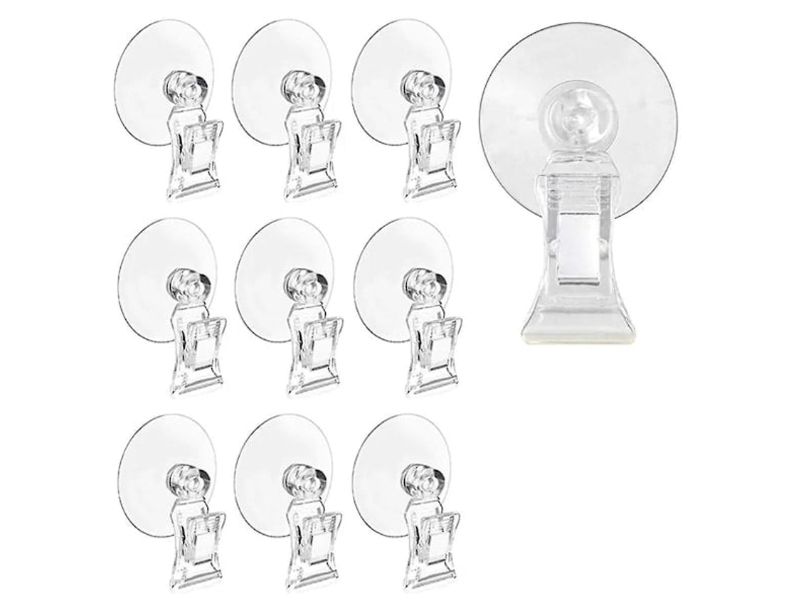 Conjunto de 10 Ventosas Transparentes com Presilha para Janelas Banheiro, Ideais para Sinalização Publicitária BRILVIBERA