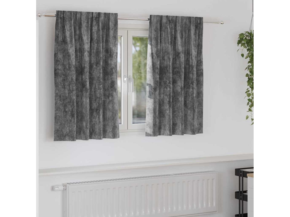 Vidaxl Cortinas De Veludo 2 Unid. Cinzeto 140 X 140 Cm Veludo