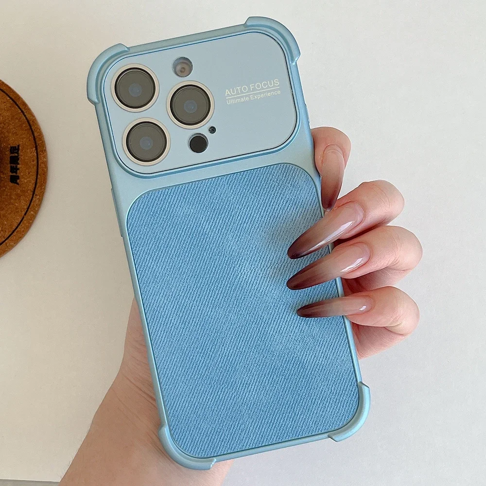 Capa De Celular Resistente A Impactos Em Tecido Jeans (azul) Para Iphone 13, Feita De Policarbonato.