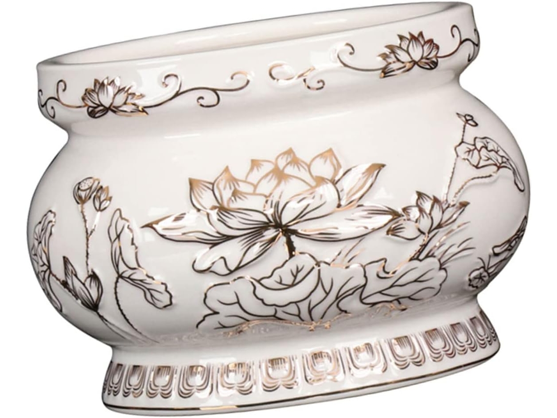 Queimador De Perfume De Cerâmica Lótus Branco
