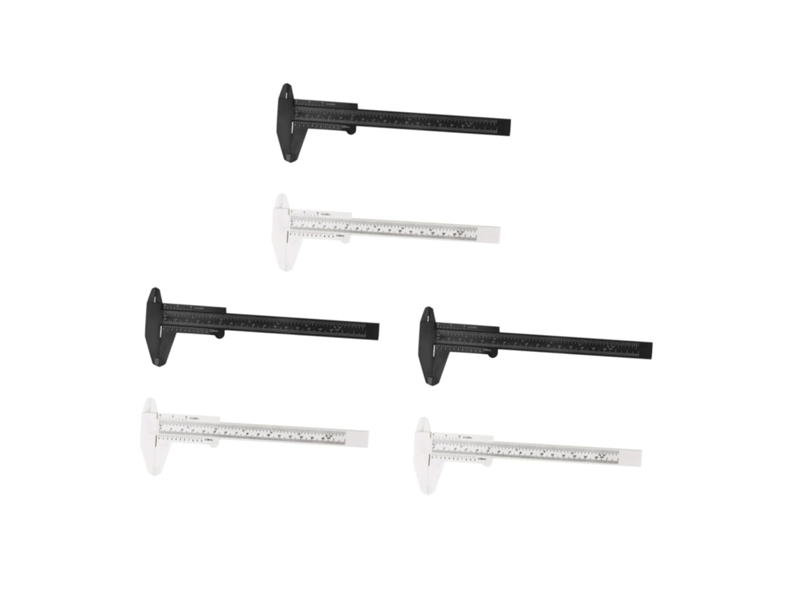 Paquímetro Mini De 6 Peças Em Abs Para Medição Interna E Externa | Branco E
