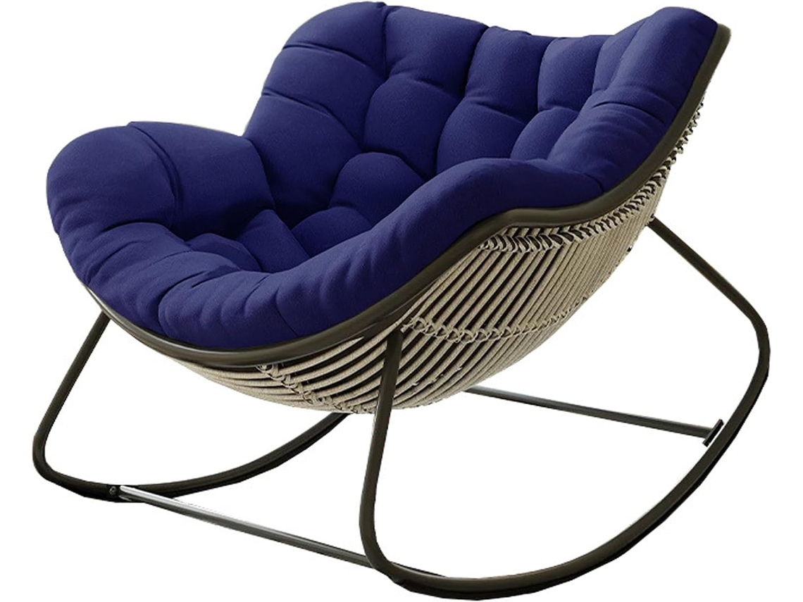Almofada Para Cadeira De Balanço Papasan, Pacote Com 1 Unidade, Almofada Integrada Para Assento E Encosto Azul Marinho