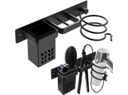Suporte De Parede Para Secador Cabelo E Chapinha, Preto.