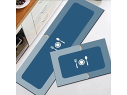 Conjunto de 2 Peças Tapete de Cozinha Modernos Antiderrapantes, Duráveis ​​e Laváveis, Azul, 50x80cm/50x160cm DIGITALLAB