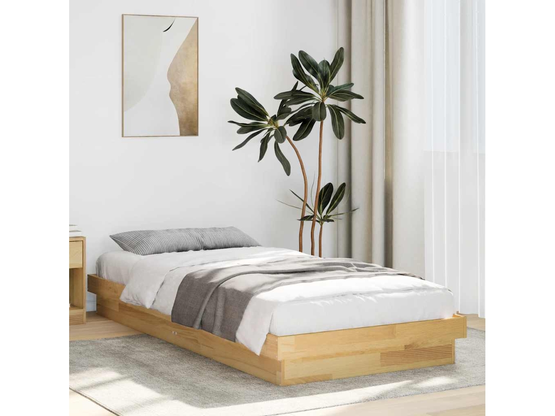 Estrutura De Cama Sem Colchão 100x200 Cm Madeira De Carvalho