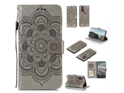 Capa De Couro Pu Com Padrão De Mandala Em Relevo Horizontal, Com Suporte, Compartimentos Para Cartão, Carteira E Cordão