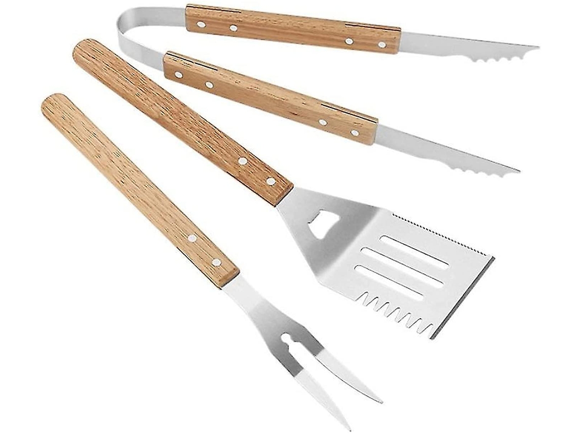 Conjunto De 3 Utensílios Para Grelhar Personalizado, Espátula, Pinça E Garfo St Slowmoose