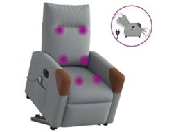 Vidaxl Poltrona Elétrica Reclinável Massagens Tecido Cinzento-claro