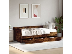 Sofá cama con cajones sin colchón 90x200 cm roble ahumado
